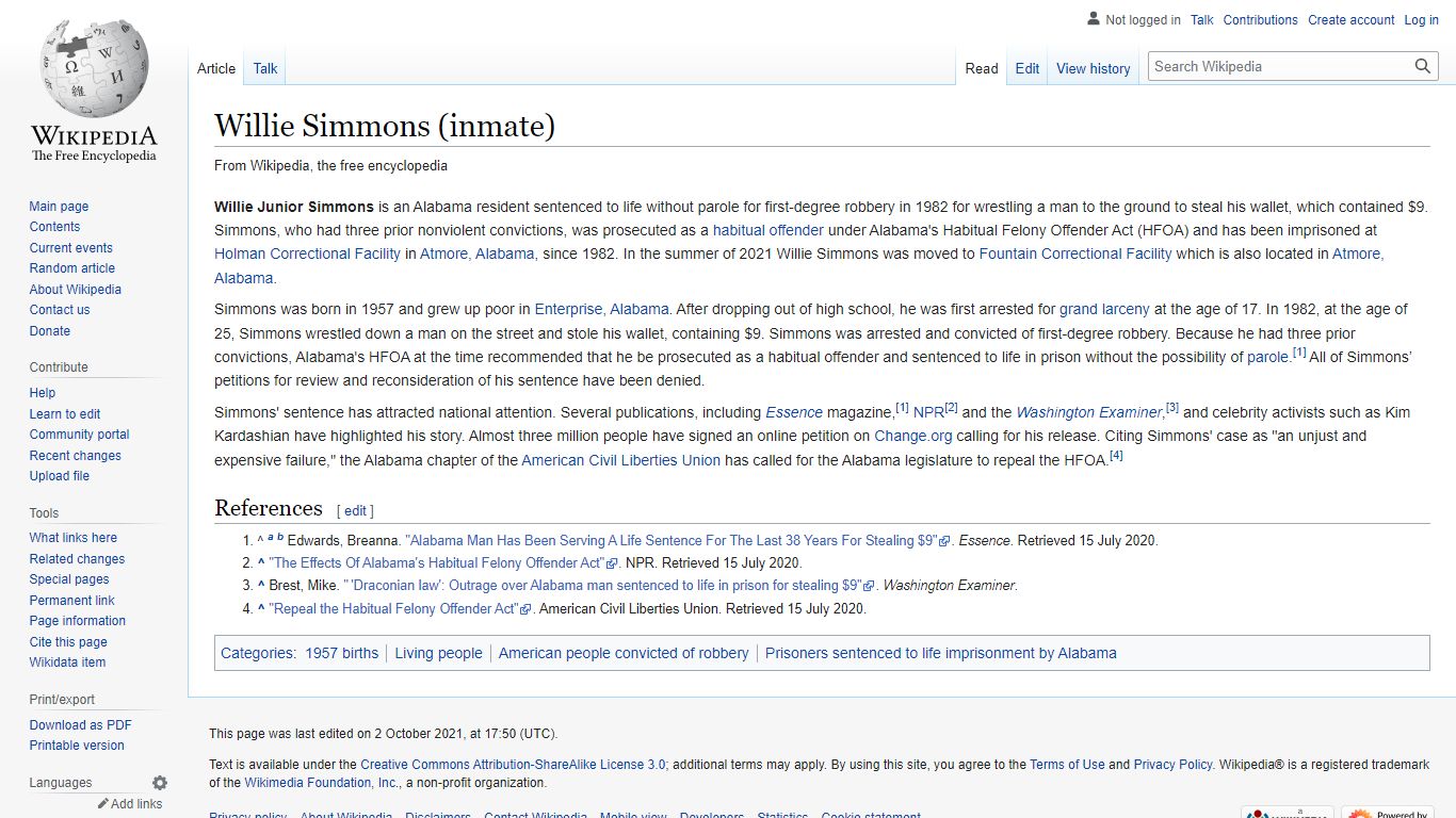 Willie Simmons (inmate) - Wikipedia
