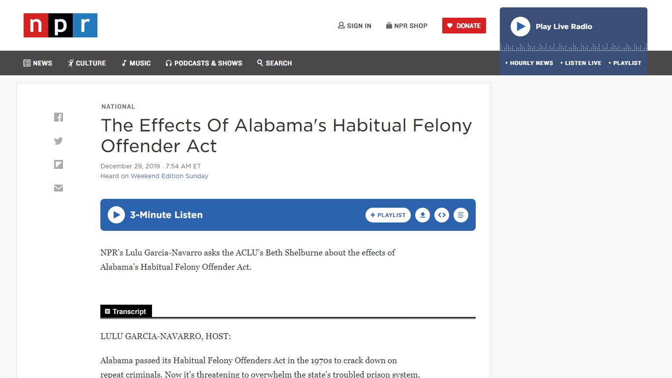 The Effects Of Alabama's Habitual Felony Offender Act : NPR